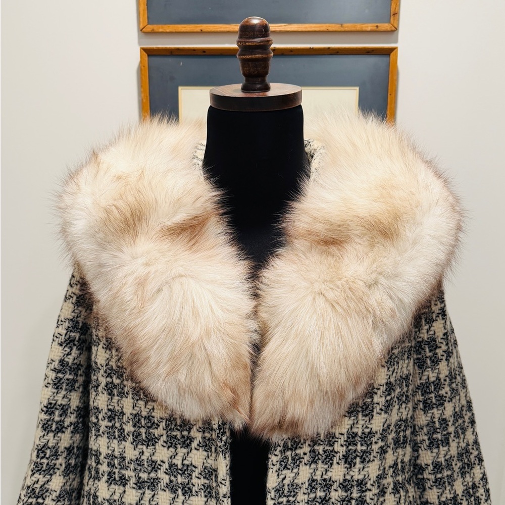 [SOLD] Lou Green Vintage Fur & Houndstooth Check Coat